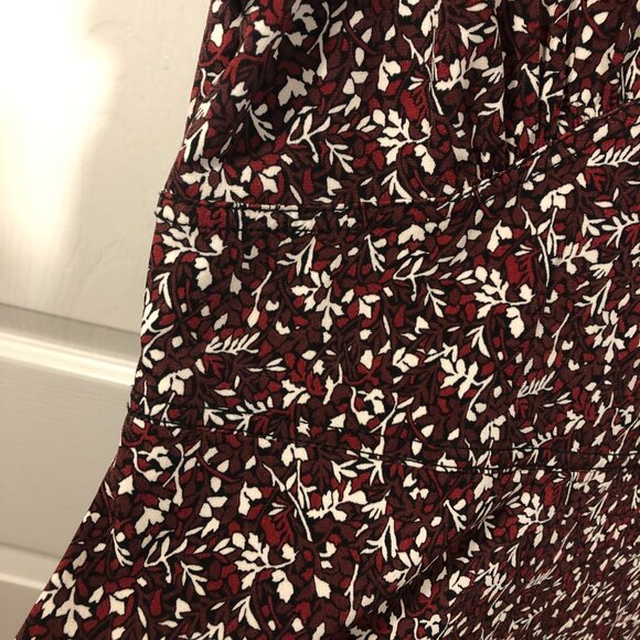 Michael Kors maroon flowery print dress, back zip, V-neck, S - Picture 6 of 7